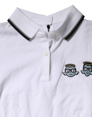 White Cotton Short Sleeves Collared Polo Top