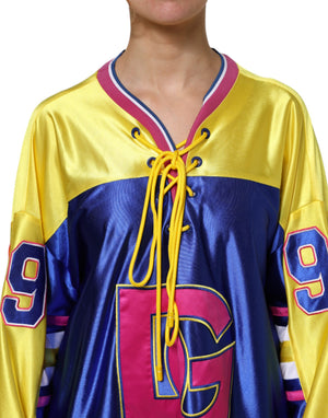 Multicolor Polyester Long Sleeves V-Neck Top
