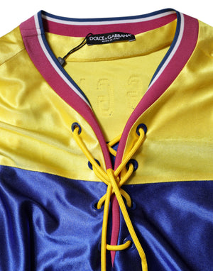 Multicolor Polyester Long Sleeves V-Neck Top