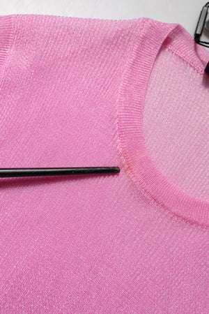 Pink Polyester Sleeveless Round Neck Tank Top