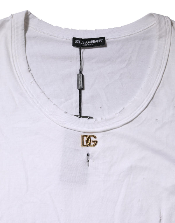 White Cotton Sleeveless Round Neck Tank Top