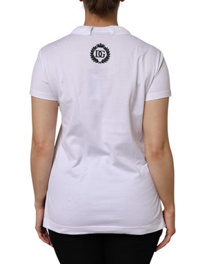 White Cotton Short Sleeve V-Neck Top T-shirt