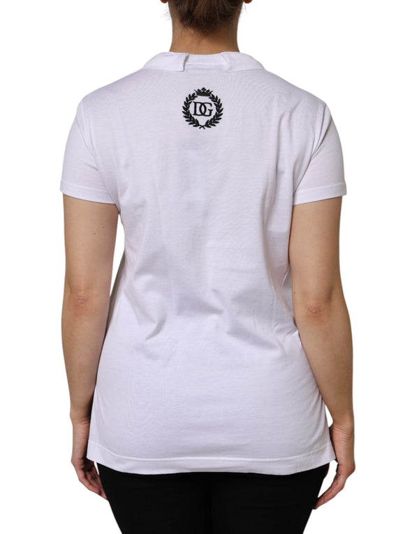 White Cotton Short Sleeve V-Neck Top T-shirt