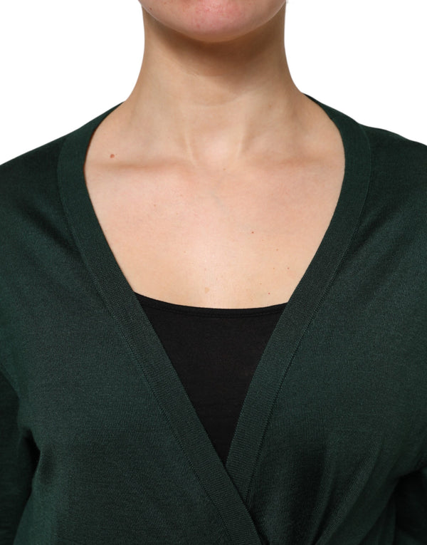 Dark Green Cashmere Silk Cardigan Sweater