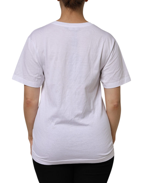 White Cotton Short Sleeve V-Neck Top T-shirt