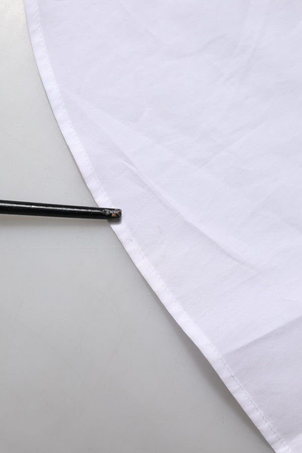 White Cotton Collared Shirt Long Sleeve Top