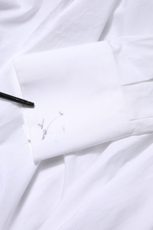 White Cotton Collared Shirt Long Sleeve Top