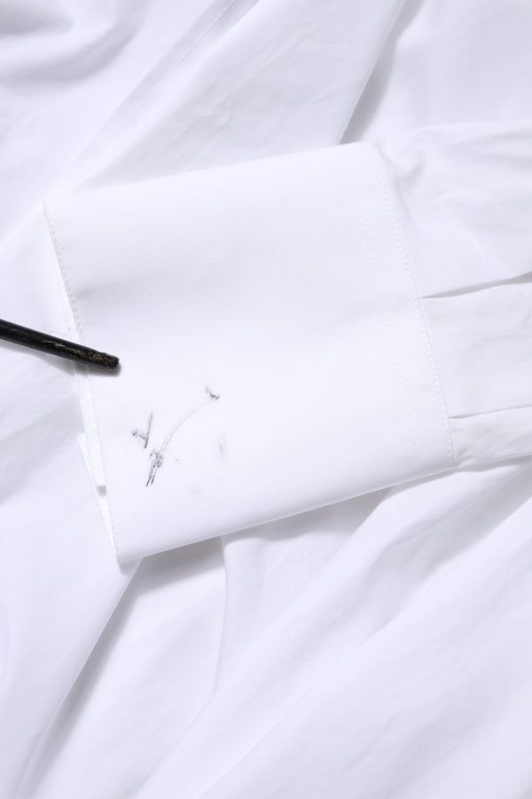 White Cotton Collared Shirt Long Sleeve Top