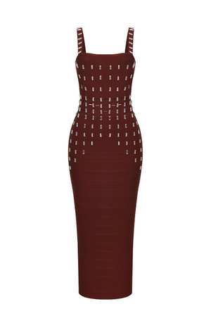 Bandage Square Neck Cut Out Long Dress