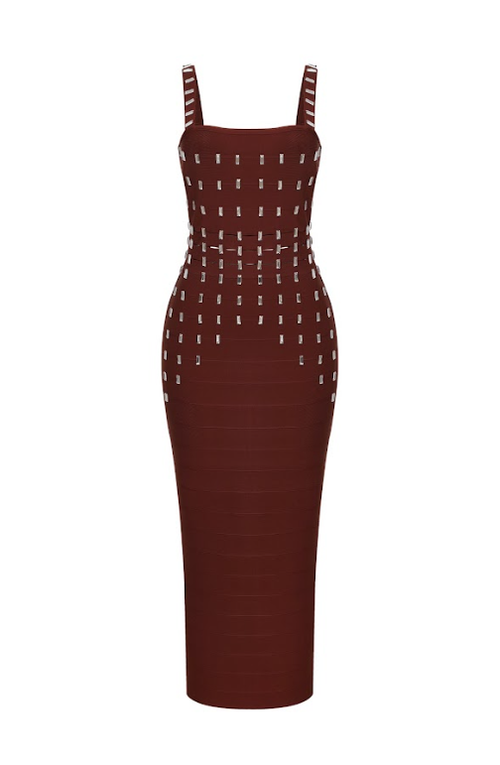 Bandage Square Neck Cut Out Long Dress