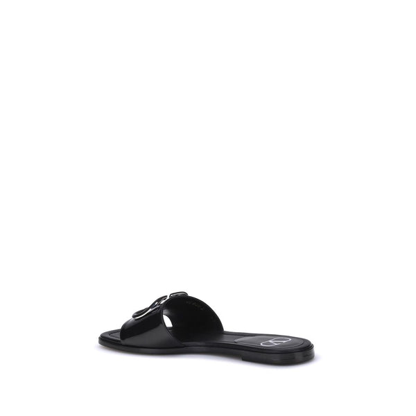 Black Calf Leather Bos Taurus Flat Sandals