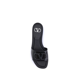 Black Calf Leather Bos Taurus Flat Sandals