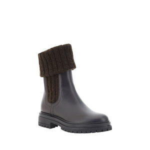 Black Calf Leather Bos Taurus Ankle Boots