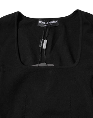 Black Square Neck Long Sleeves Pullover Top