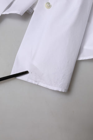 White Cotton Collared Short Sleeves Top