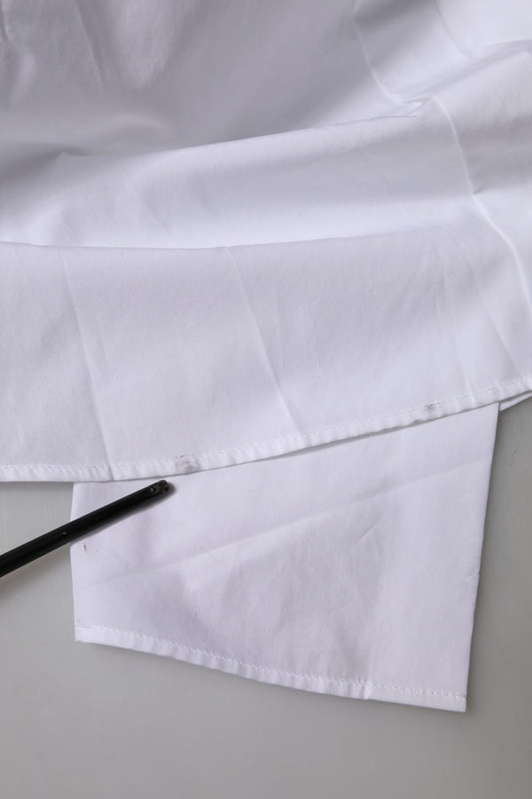 White Cotton Collared Short Sleeves Top