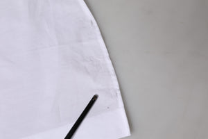 White Cotton Collared Short Sleeves Top