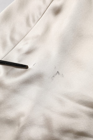 Beige Satin Silk Collared Long Sleeves Top