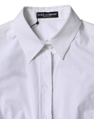 White Cotton Collared Long Sleeves Shirt Top