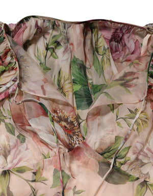 Pink Floral Print Tiered Long Maxi Dress