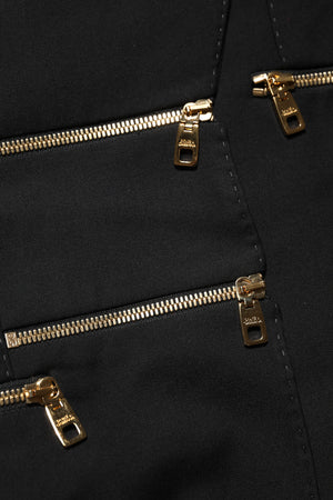 Black Wool Zipper Detailing Blazer Jacket