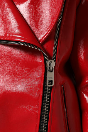 Red Lambskin Full Zipper Jacket