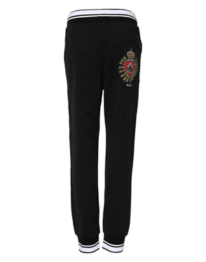 Black Cotton Mid Waist Jogger Pants