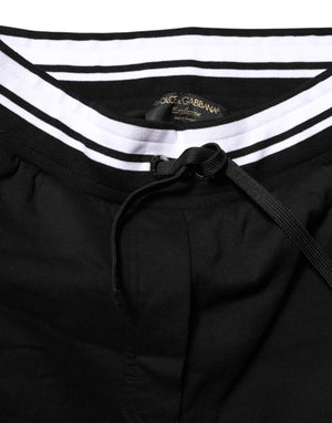 Black Cotton Mid Waist Jogger Pants