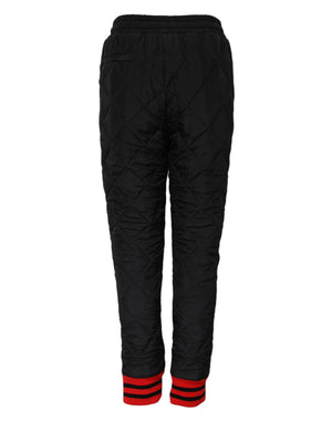 Black Quilted Mid Waist Jogger Pants