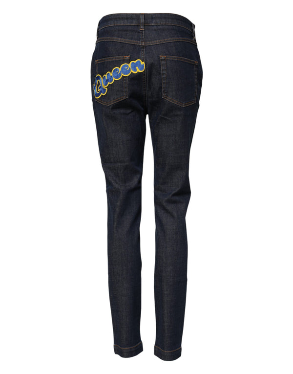 Blue Queen Patch AUDREY Mid Waist Denim Jeans