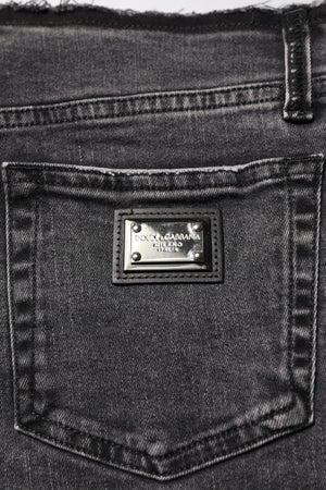 Gray Skinny Cotton Mid Waisted Denim Jeans