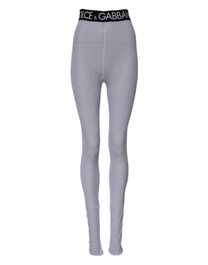 Gray Nylon DG Logo Mid Waisted Leggings Pants