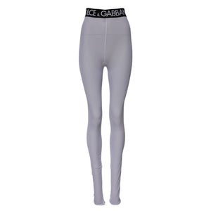 Gray Nylon DG Logo Mid Waisted Leggings Pants