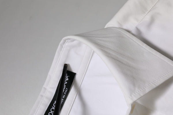 White Cotton Collared Long Sleeves Top Shirt