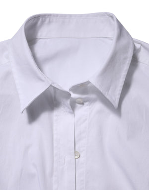 White Cotton Long Sleeves Collared Top Shirt