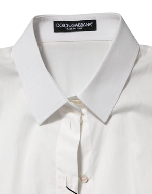 White Cotton Short Sleeves Collared Top Shirt