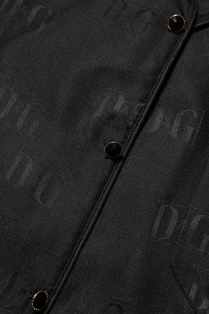 Black Silk DG Embroidery Long Sleeves Top