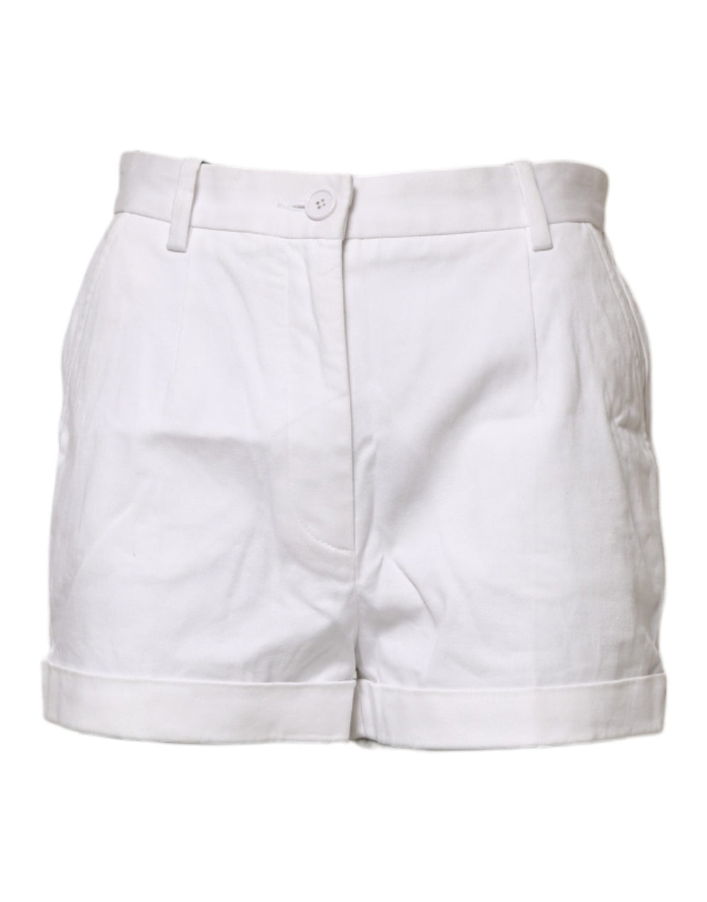 White Cotton Mid Waist Women Bermuda Shorts
