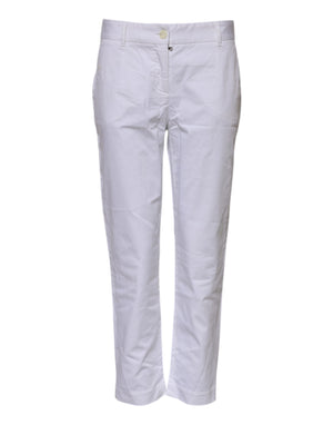 White Cotton Stretch Mid Waist Jeans