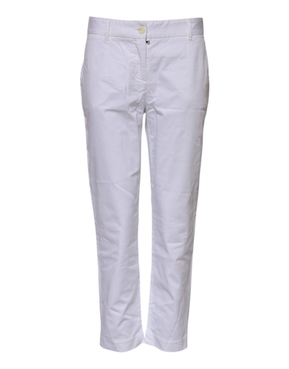 White Cotton Stretch Mid Waist Jeans