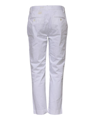 White Cotton Stretch Mid Waist Jeans