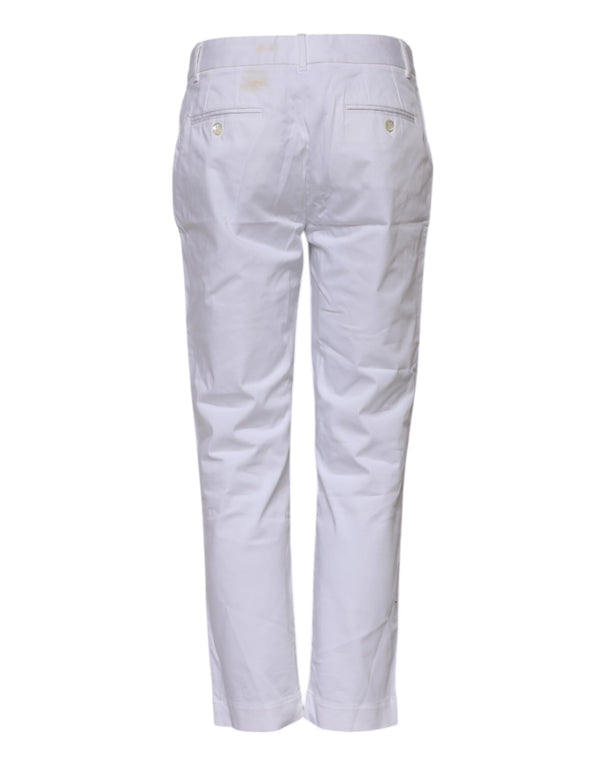 White Cotton Stretch Mid Waist Jeans