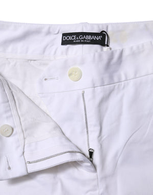 White Cotton Stretch Mid Waist Jeans
