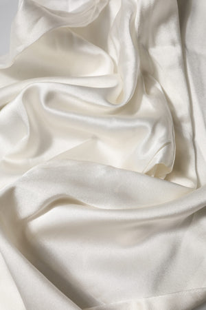 Ivory Silk Tapered High Waist Pants