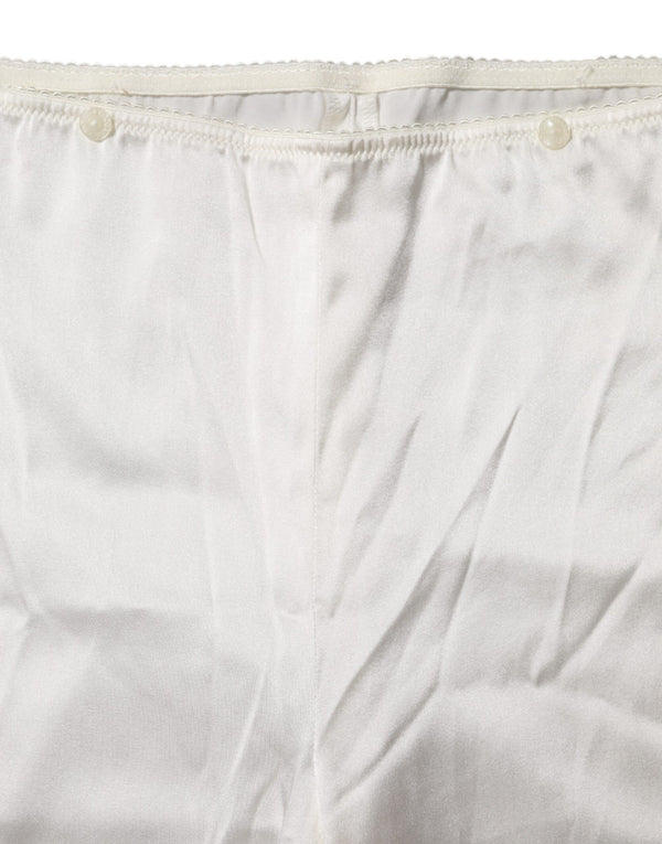Ivory Silk Tapered High Waist Pants