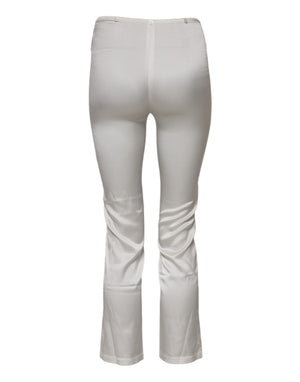 Ivory Silk Tapered High Waist Pants