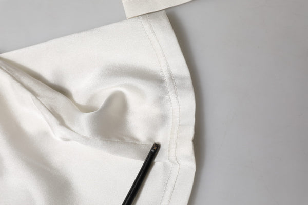 Ivory Silk Tapered High Waist Pants