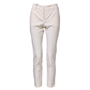 White Wool Tapered High Waist Pants