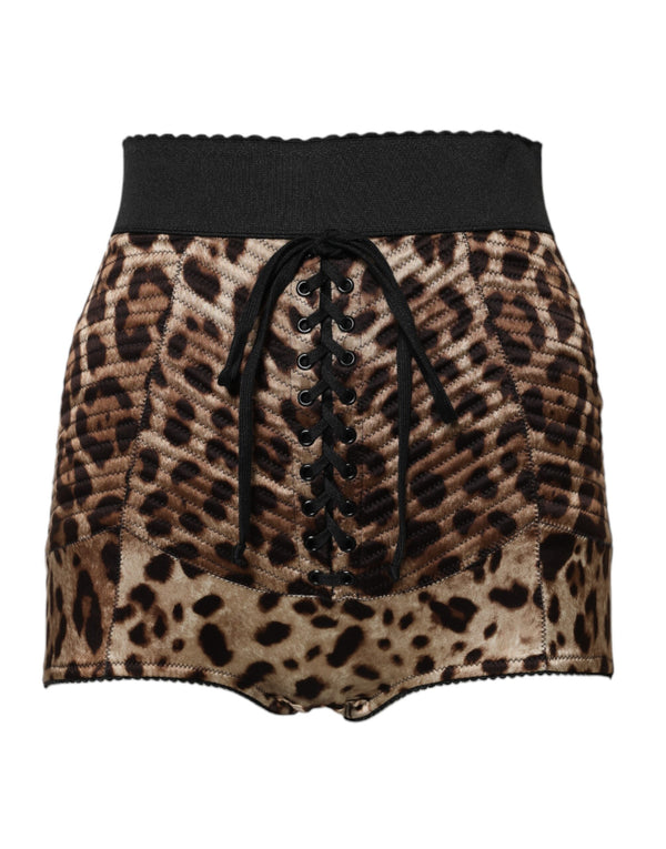 Brown Leopard High Waist Hot Pants Shorts