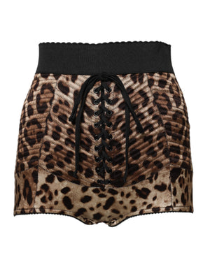 Brown Leopard High Waist Hot Pants Shorts